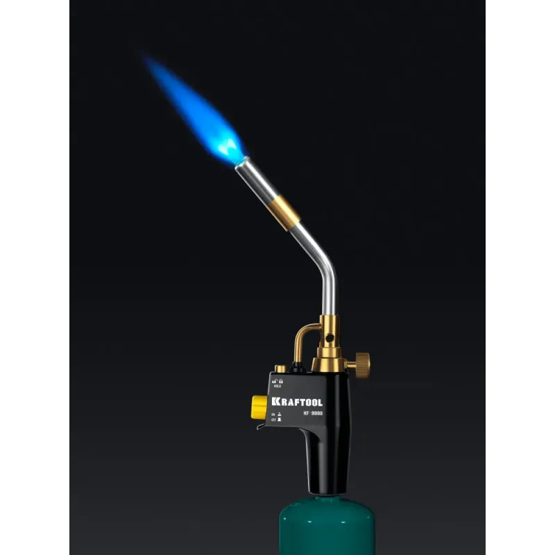 KRAFTOOL KF-9000, с пьезоподжигом на баллон турбо нагрев + 30% 2000°C, Газовая горелка Blue Fire (55510)