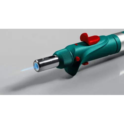 KRAFTOOL SolderGas, 120 K, 30 - 120 Вт, 1300°С, горелка, фен, пьезоподжиг, набор 10 в 1, газовый паяльник (55503-H10)