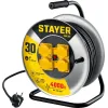 STAYER PRO-325, КГ, 3 х 2.5 мм2, 30 м, 4000 Вт, IP44, силовой удлинитель на стальной катушке (55076-30)