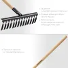 GRINDA GS-14 WOOD, 445 х 95 х 1300 мм, 14 витых зубцов, углеродистая сталь, антикор. покрытие, черенок дерев. высш. сорт, садовые грабли(39581-14)