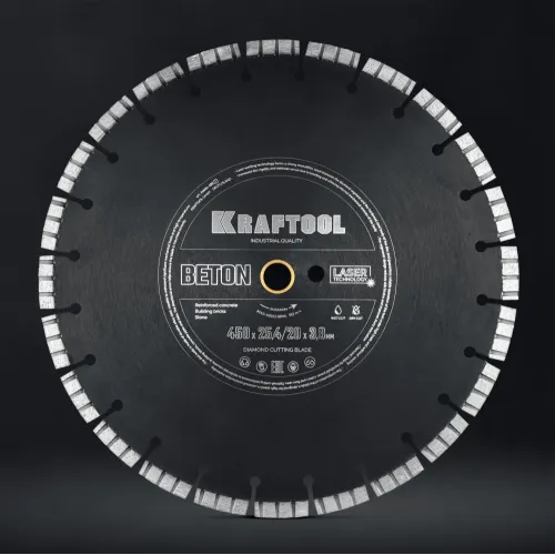 KRAFTOOL BETON 450 мм (25.4/20 мм, 12х3.8 мм), алмазный диск (36686-450)