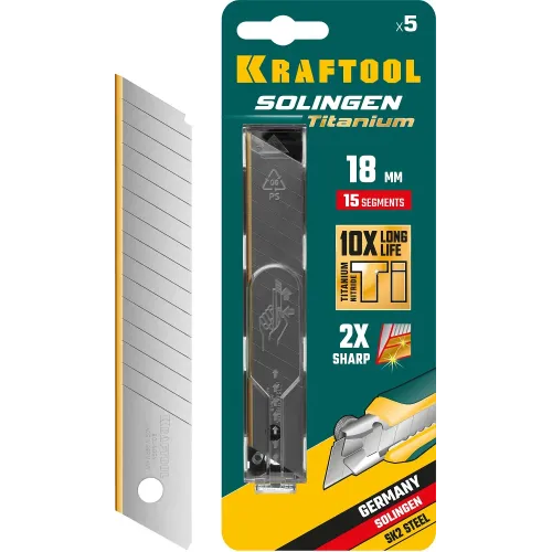 KRAFTOOL 18 мм, 5 шт, сегментированные лезвия (09606-TIN-18-S5)