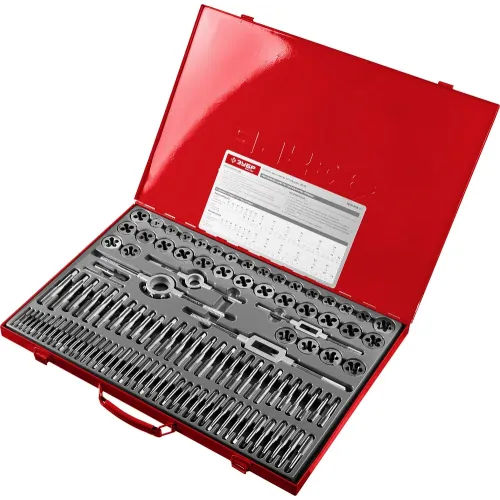 ЗУБР 110 предм., сталь 9ХС, набор метчиков и плашек (28119-H110)