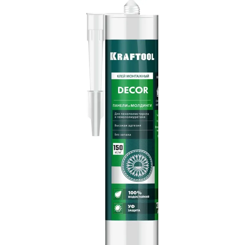 KRAFTOOL DÉCOR, 310 мл, белый, монтажный клей для молдингов (41349)