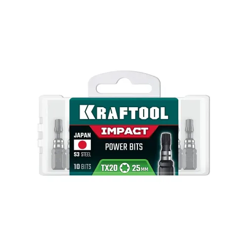 KRAFTOOL Impact TX 20, 25 мм, 10 шт, ударные биты (26195-20-25-S10)