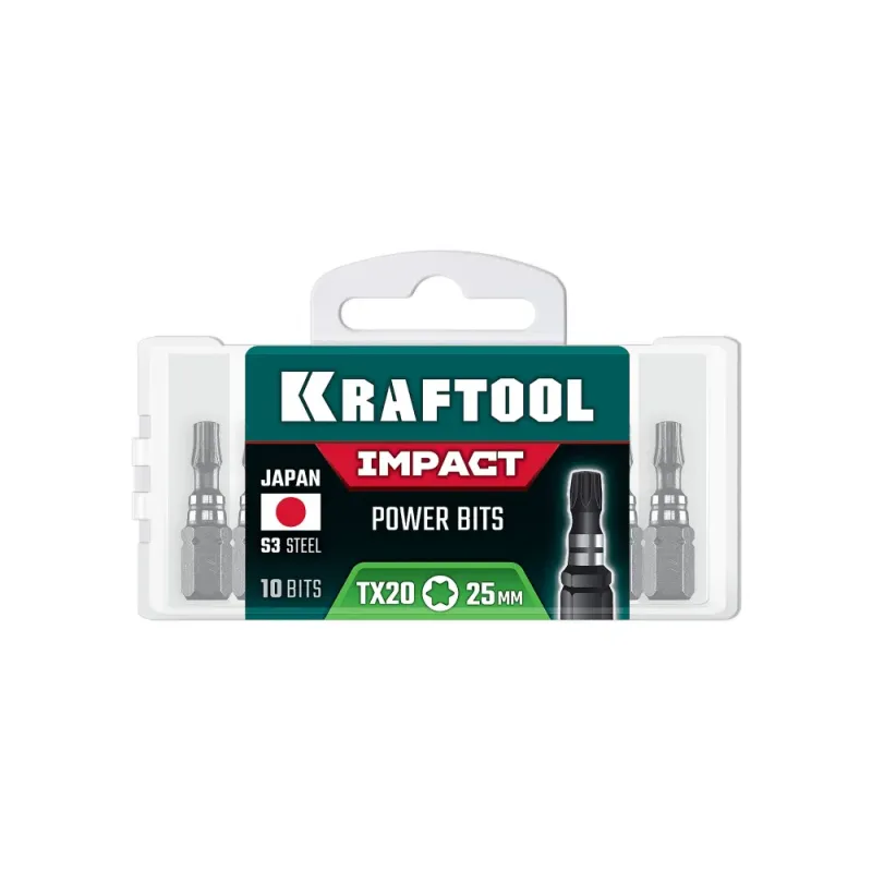 KRAFTOOL Impact TX 20, 25 мм, 10 шт, ударные биты (26195-20-25-S10)