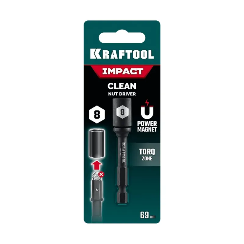 KRAFTOOL CLEAN “Nut driver”, 8 мм, бита с торцовой головкой (26371-08)