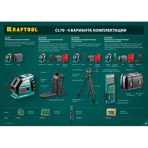 KRAFTOOL CL-70 #2, лазерный нивелир (34660-2)