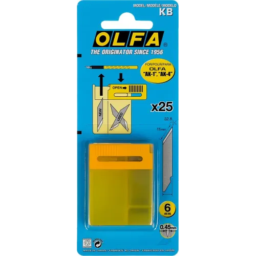 OLFA 25 шт, 6 мм, перовые лезвия для ножа OL-AK-1 (OL-KB)