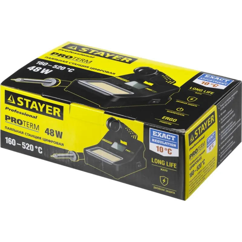 STAYER SP-50, 48 Вт, 160 - 520°C, цифровая паяльная станция, Professional (55370)