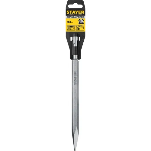 STAYER Gorilla Force, 250 мм, SDS-Plus, пикообразное зубило, Professional (29351-00-250)