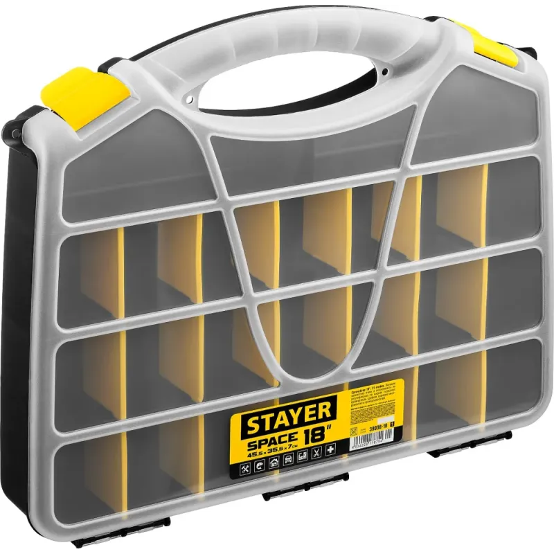 STAYER SPACE-18, 455 х 355 х 70 мм, (18″), пластиковый органайзер с 21 ячейкой (38038-18)
