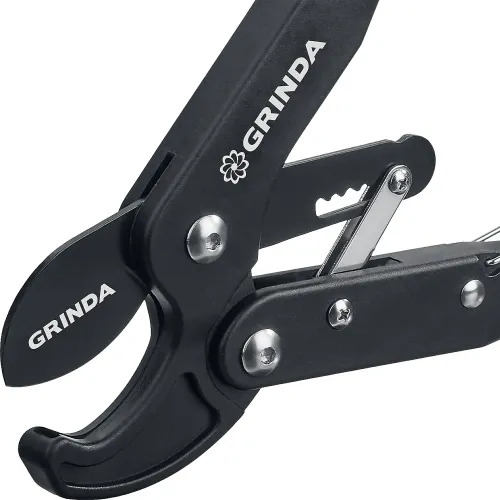 GRINDA C-410A, длина 410 мм, лезвия из высокоуглеродистой стали, композитные рукоятки, храповый механизм, контактный сучкорез, PROLine (424520)