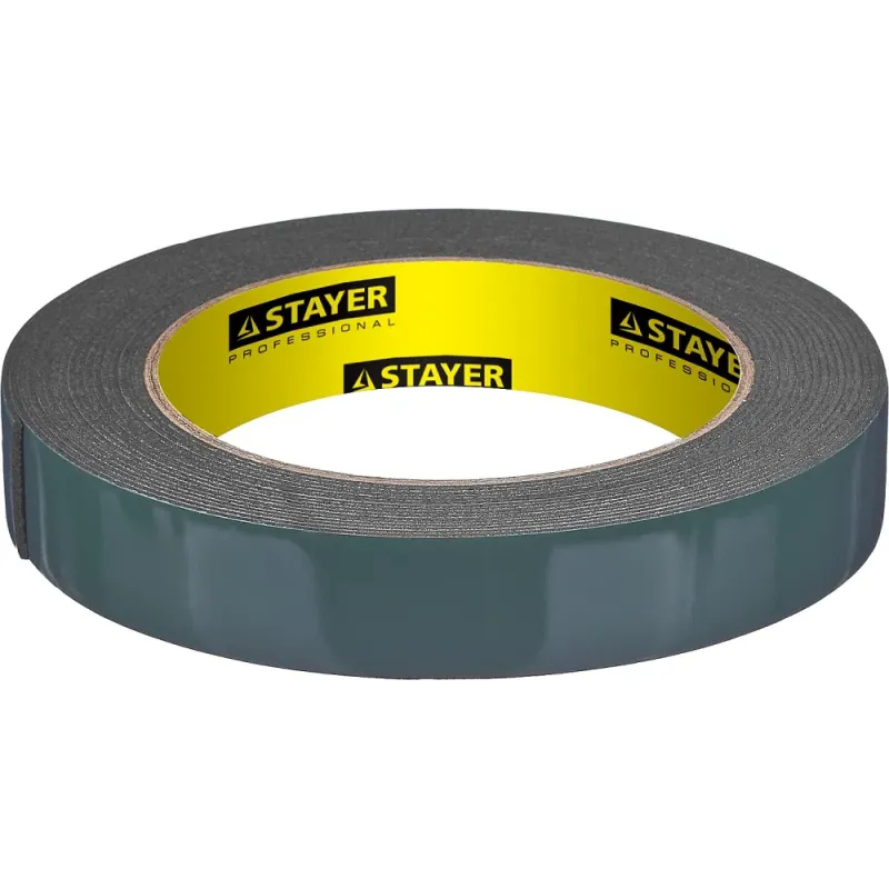 STAYER 19 мм, 5 м, черная, на вспененной основе, двухсторонняя клейкая лента, Professional (12233-19-05)