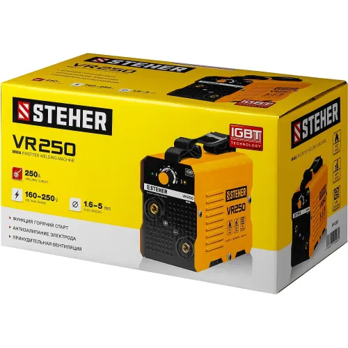 STEHER ММА, 250 А, сварочный аппарат инверторный, макс. электрод Ø 5.0 мм (VR-250)