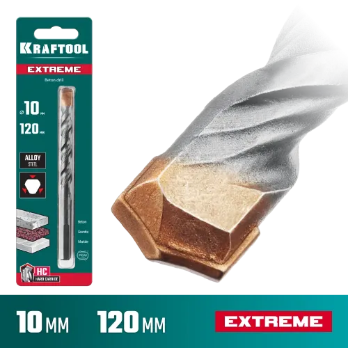 KRAFTOOL Extreme, 10 х 120 мм, трехгранный хвостовик, сверло по бетону (29166-120-10)