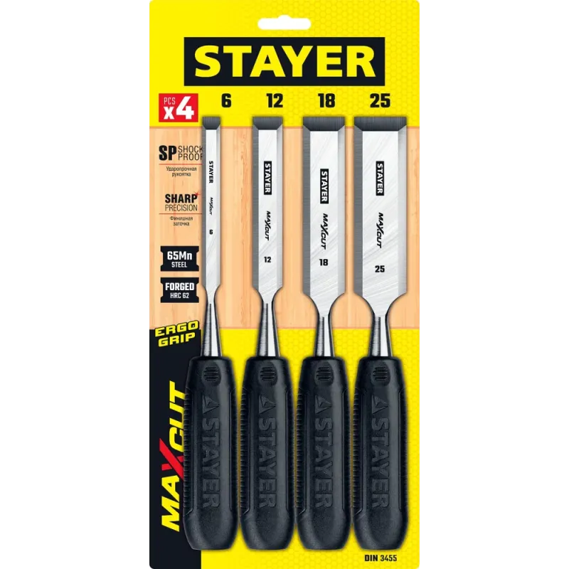 STAYER Max-Cut, 4 предм, набор стамесок (1820-H4)