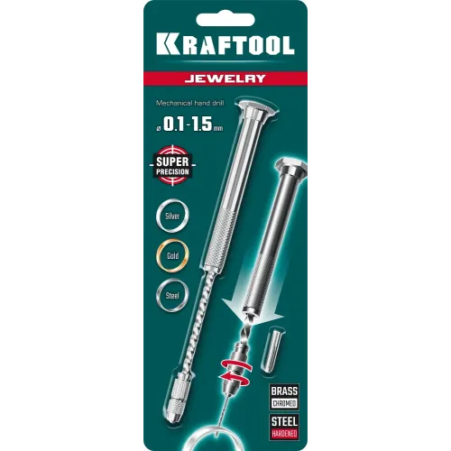 KRAFTOOL Jewelry, d 0.1 - 1.5 мм, ручная дрель (29024)