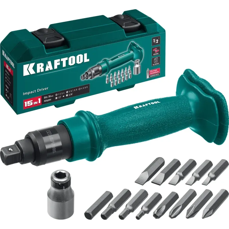 KRAFTOOL ID-15, 15 предм., ударно-поворотная отвертка (25550-Н10)