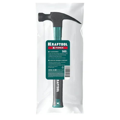 KRAFTOOL X-FORCE 560 г, столярный молоток-гвоздодёр (20265-56)