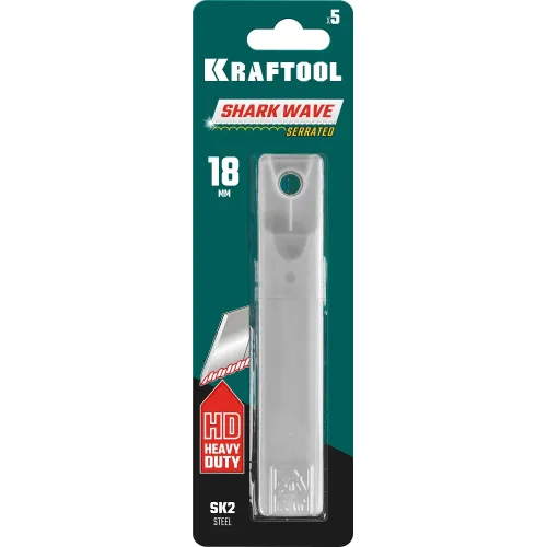 KRAFTOOL 18 мм, 5 шт, серрейторные сегментированные лезвия для сложных материалов (09604-18-S5)