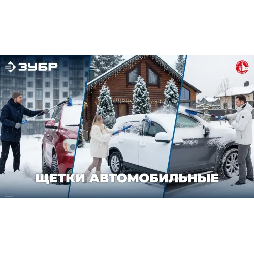 ЗУБР телескопическая щётка с поворотной головой и водосгоном от снега автомобильная, 940-1310 мм, Профессионал (61063)