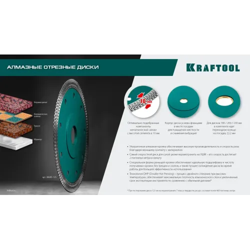 KRAFTOOL ULTRA-THIN 180х1.6 мм ультратонкий алмазный диск (36685-180)