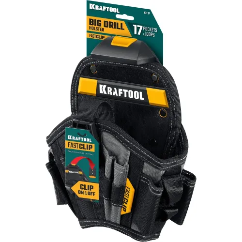 KRAFTOOL KH-17 кобура для шуруповерта с быстросъёмным креплением FastClip, большая (38768)