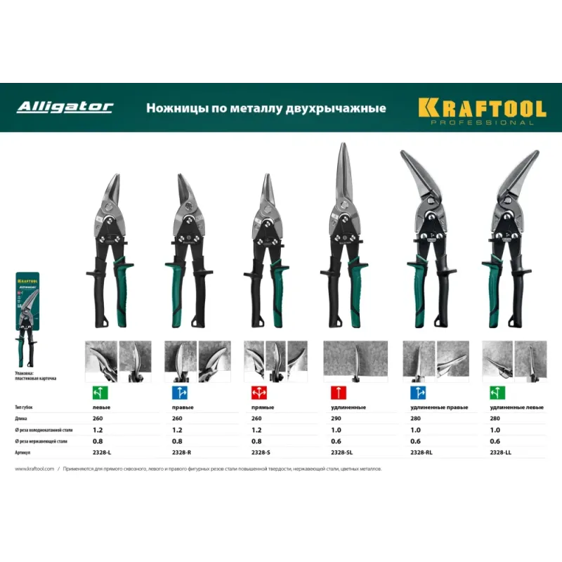 KRAFTOOL Alligator, 290 мм, прямые удлинённые ножницы по металлу (2328-SL)