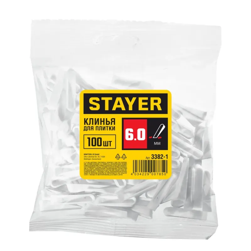 STAYER 6 мм, 100 шт, малые клинья для плитки (3382-1)