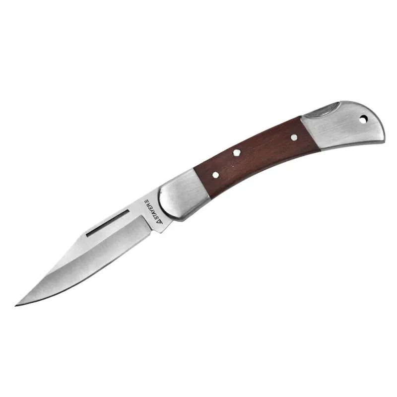 STAYER 82 мм, средний, с деревянными вставками, складной нож, Professional (47620-1)