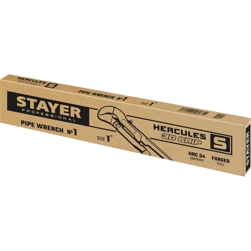 STAYER Hercules-S, №1, 1″, 330 мм, трубный ключ с изогнутыми губками, Professional (27311-1)