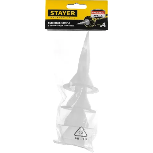 STAYER 4шт, запасные сопла для закрытых пистолетов для герметика (0673-S4)