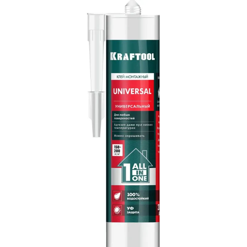 KRAFTOOL UNIVERSAL, 310 мл, белый, универсальный монтажный клей (41341)