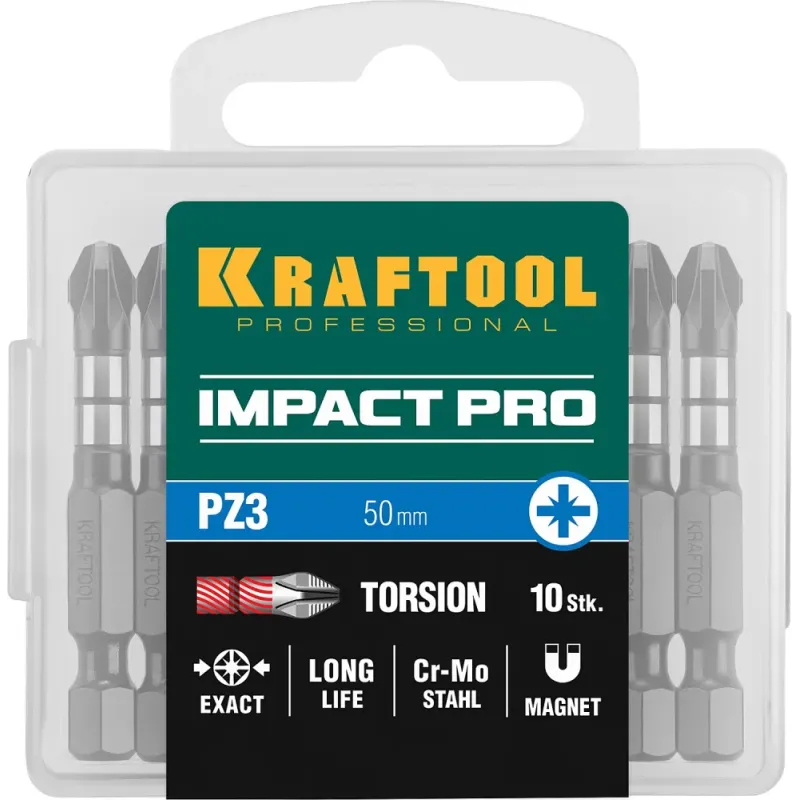 KRAFTOOL Impact PZ3, 50 мм, 10 шт, ударные биты (26193-3-50-S10)