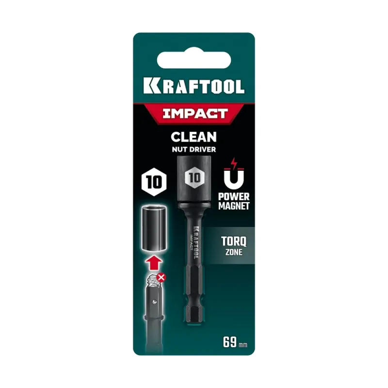 KRAFTOOL CLEAN “Nut driver”, 10 мм, бита с торцовой головкой (26371-10)