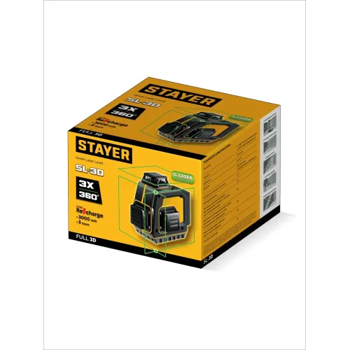 STAYER SL-3D, 50м, точн. +/-0,5 мм/м, зеленый лазерный нивелир (34963)