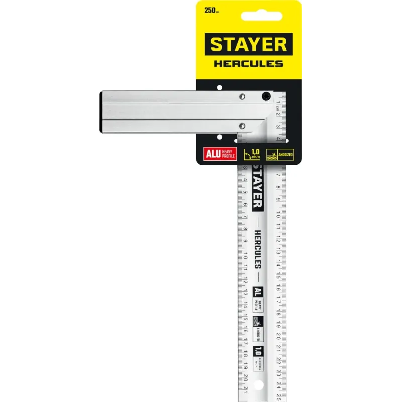 STAYER 250 мм, жесткий столярный угольник, Professional (3432-25)