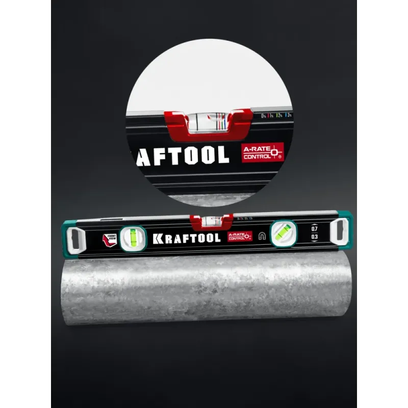 KRAFTOOL A-RATE CONTROL, 400 мм, точность 0.3 мм/м, с зеркальным глазком, сверхпрочный магнитный уровень (34988-40)