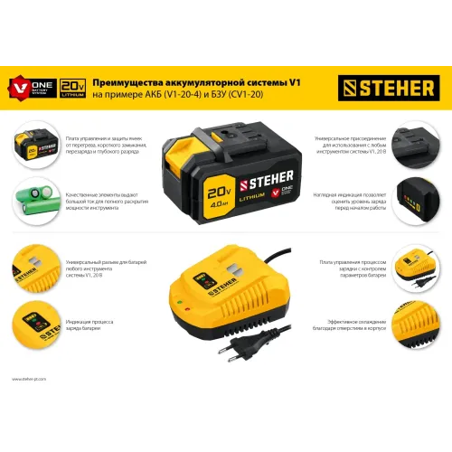 STEHER V1, 18 В, 3.5 А, зарядное устройство для Li-Ion АКБ (CV1-20)
