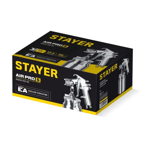 STAYER AirPro S, EA 1.4 мм, пневматический краскопульт с нижним бачком, Professional (06477-1.4)
