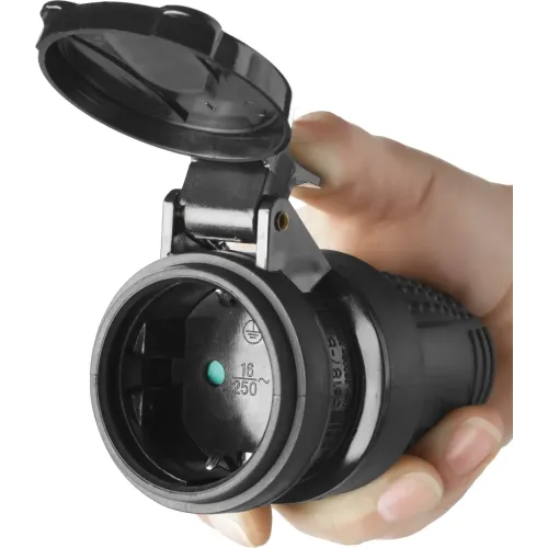 ЗУБР IP44, 16 A/220 В, обрезиненная розетка, Профессионал (55187-B)