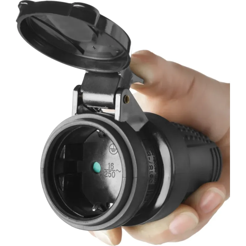 ЗУБР IP44, 16 A/220 В, обрезиненная розетка, Профессионал (55187-B)