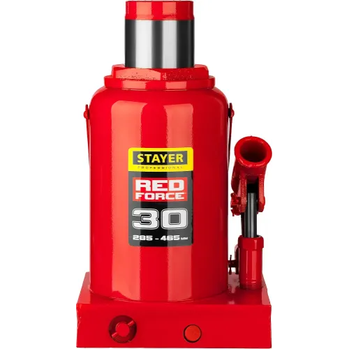 STAYER RED FORCE, 30 т, 285 - 465 мм, бутылочный гидравлический домкрат, Professional (43160-30)