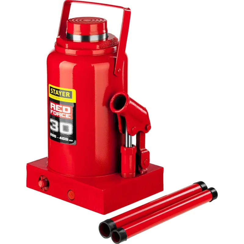 STAYER RED FORCE, 30 т, 285 - 465 мм, бутылочный гидравлический домкрат, Professional (43160-30)