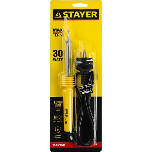 STAYER MAXTerm, 30 Вт, конус, электропаяльник с пластиковой рукояткой (55305-30)