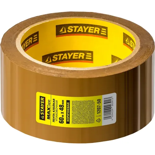STAYER 48 мм, 60 м, 45 мкм, коричневая, клейкая лента (1207-50)