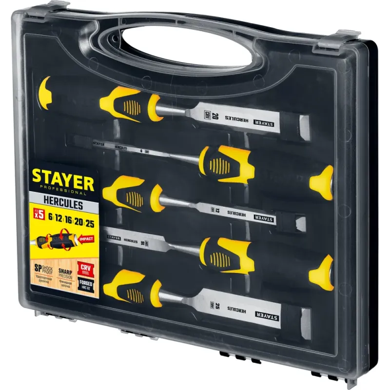 STAYER Hercules, 5 предм., набор стамесок-долот, Professional (18205-H5)