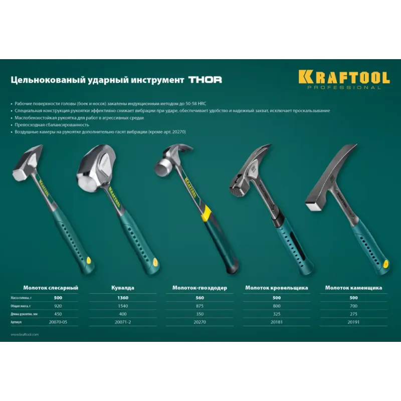KRAFTOOL Thor, 1.5 кг, цельнокованая кувалда (20071-2)