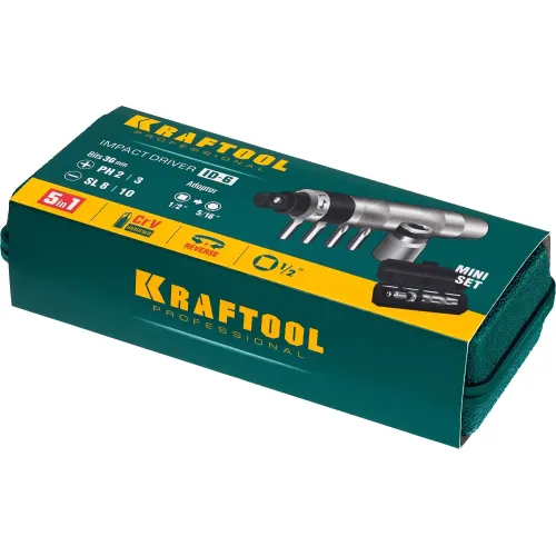 KRAFTOOL ID-6, 6 предм., ударно-поворотная отвертка (25555)
